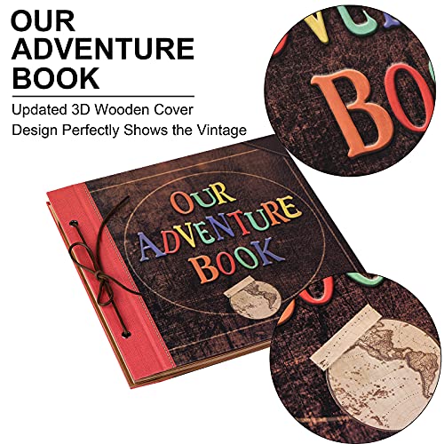 Image of Scrapbook Photo Album, 12x12 Inch Our Adventure Book, 3D Embossed Words Hard Cover Movie Up Travel Album for Anniversary, Wedding, Baby Shower (Scrapbook-Letter)