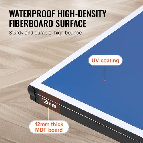 VEVOR Ping-Pong-Tisch, professionelles Tischtennisspiel, tragbarer MDF-Tischtennistisch für den Innenbereich, Faltbarer Ping-Pong-Tisch mit Schnellklemmnetz und feststellbaren Rädern – Bild 4