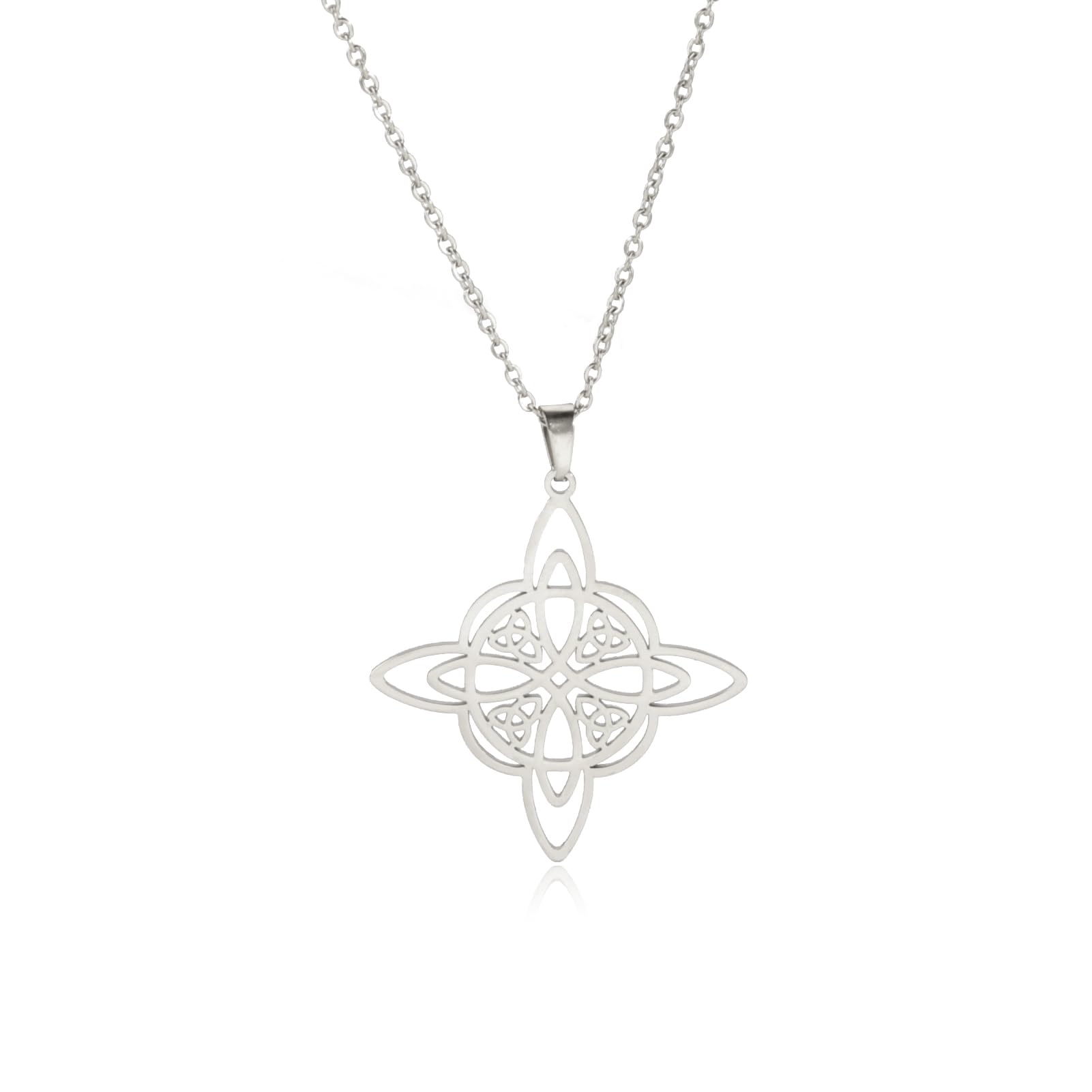 Heksen knoop ketting Tetragrammaton Pentagram Kettingen Keltische knoop hanger Bescherming hekserij heidense Ierse sieraden voor vrouwen mannen (Gouden heksen knoop ketting 2