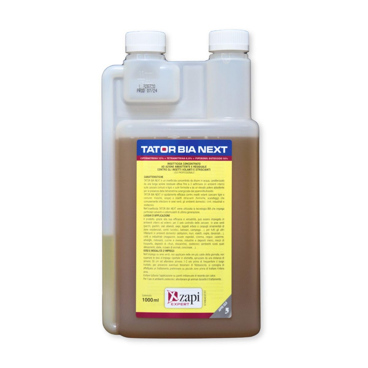 Hygiene System | Zapi Tator BIA Next Insetticida Concentrato 1 Litro, Soluzione per Zanzare Tigre, Mosche e Insetti Striscianti – Ideale per Aree Esterne e Abitazioni