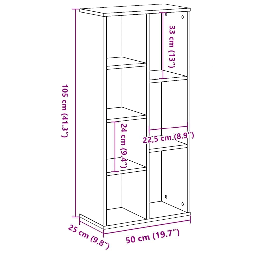 vidaXL Estantería Roble Negro 50 x 25 x 102 cm, Estante Moderno, Rectangular, de Almacenamiento Amplio, Mueble Funcional, diseño Minimalista para Oficina en casa