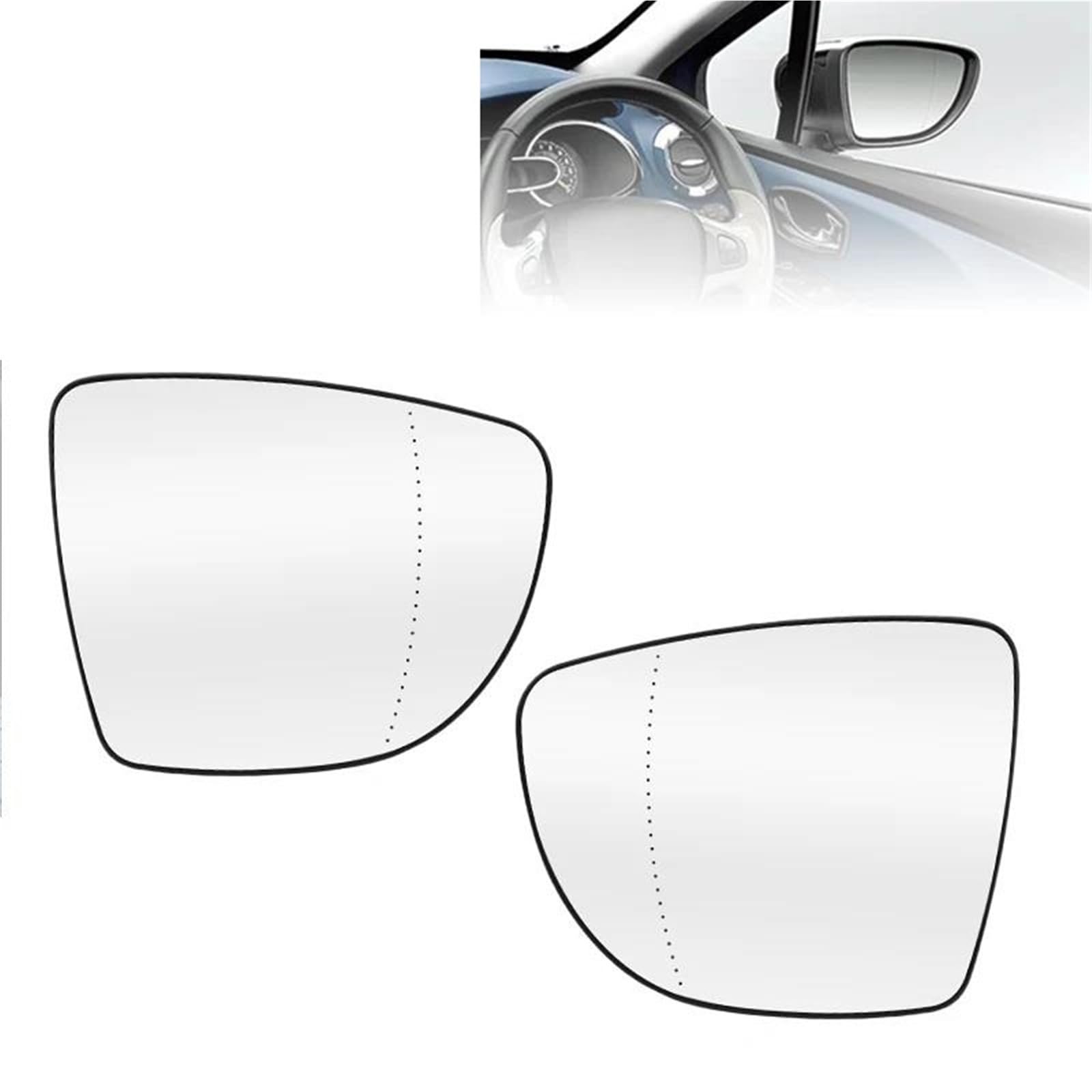 Verres à lentilles Rétroviseur Extérieur De Remplacement Convexe Pour Nissan Pour Micra Pour Leaf (2017-2023) - Pièces Grand Angle Chauffantes Remplacement
