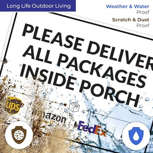 Image of Package Delivery Sign, Delivery Instructions Deliver All Package Inside Porch Sign, 18x24 Inches, Rust Free .063 Aluminum, Fade Resistant, Made in USA by Sigo Signs