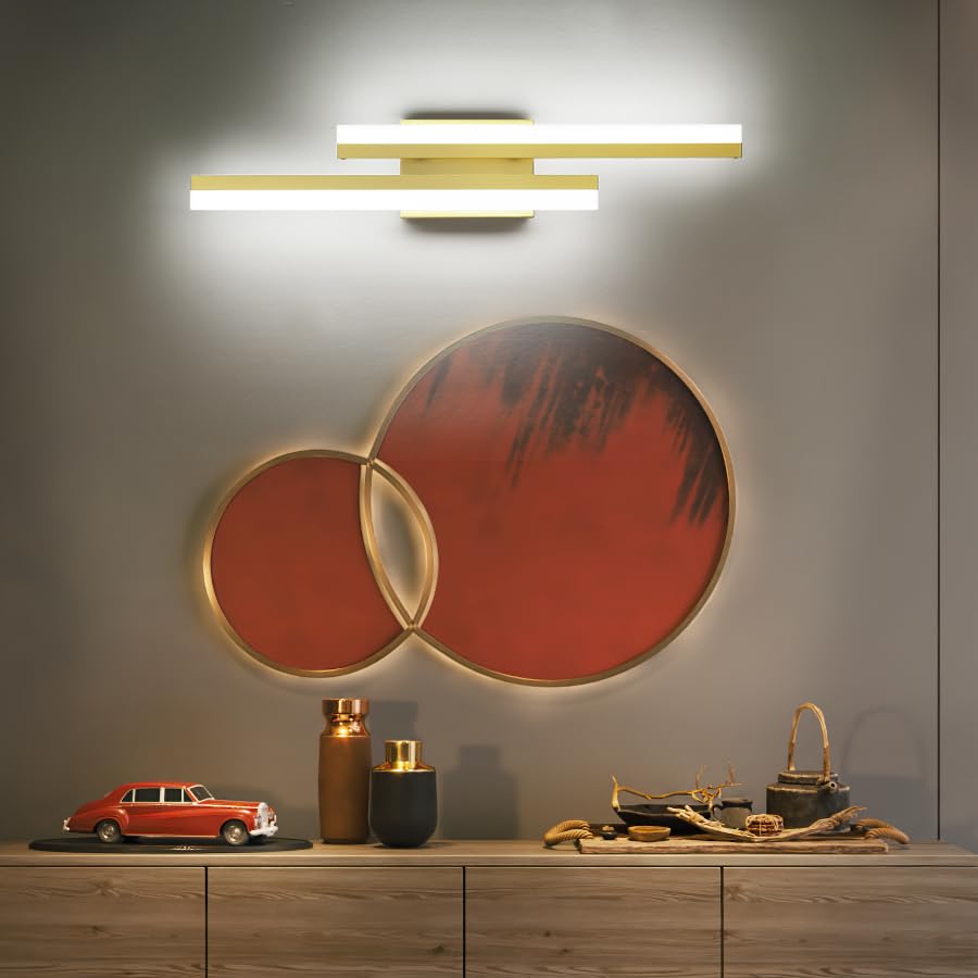 Image of PRESDE 24 inch LED Vanity Light Bar, Modern Brushed Gold Bathroom Light Fixtures Over Mirror
