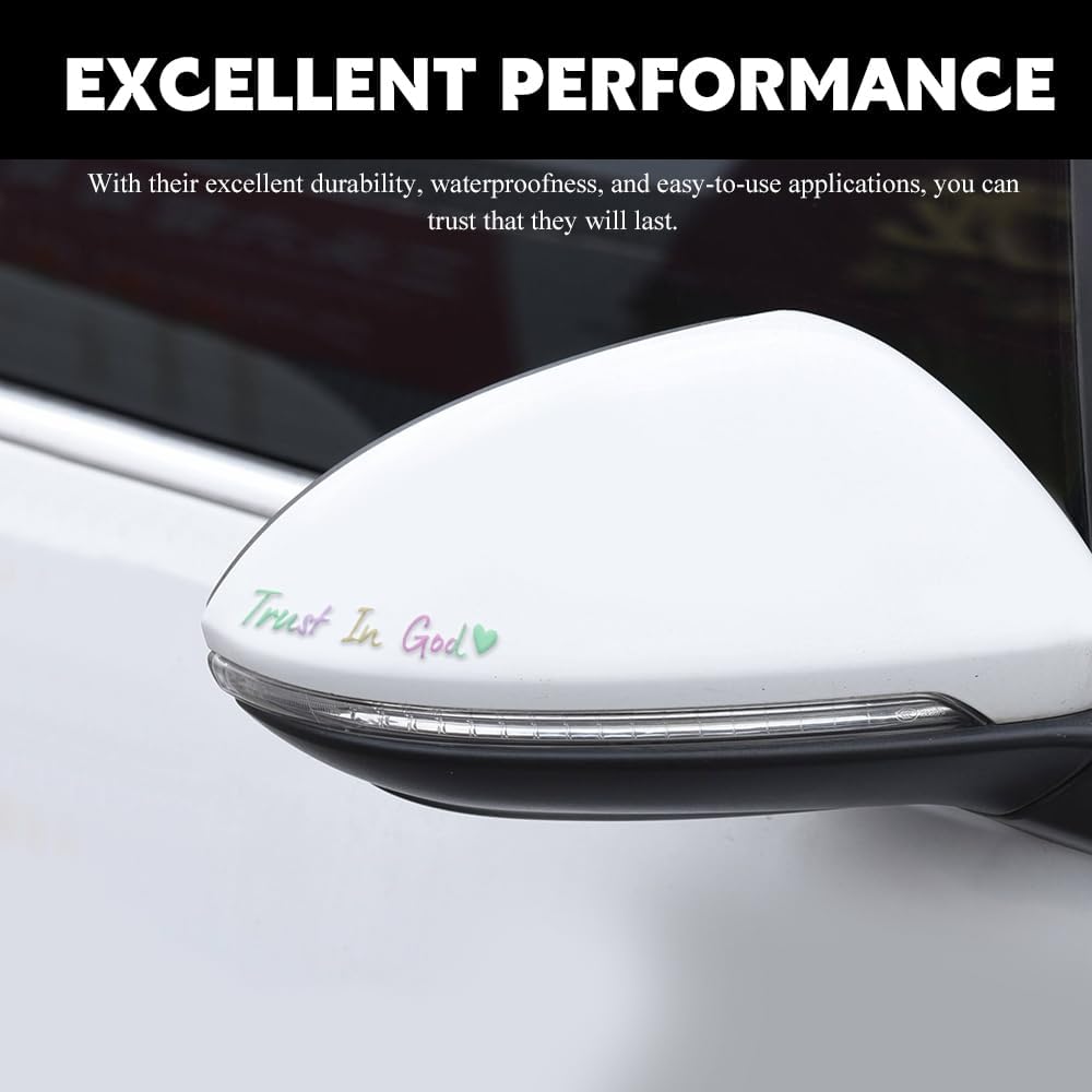 4PCS Trust in God Rearview Mirror Sticker, Car Decals for Women, Trust in God Mirror Decals, Decorative Vehicle Window Self Affirmations Stickers Interior Accessories Fit Most Cars (Colorful) - Image 4