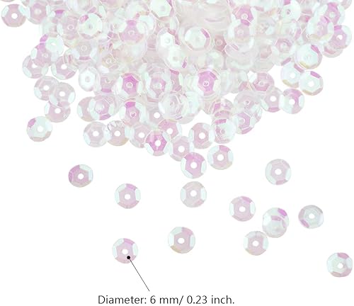 Miniatura 6 de SaktopDeco Lentejuelas sueltas blancas a granel de 0.236in, lentejuelas iridiscentes redondas para manualidades, manualidades, costura, bordado,