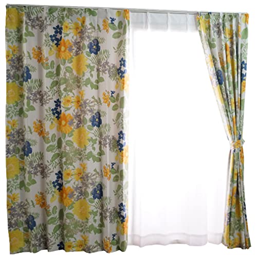 スミノエ(Suminoe) セミオーダー イエローグリーン 幅205cm ×丈165cm ディズニー ミッキー プロフュージョン 遮光カーテン M1120