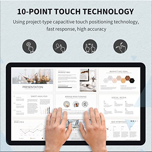 Image of 27 inch Capacitive Multi-Touch Screen Industrial Monitor, 16:9 Display 1920 x 1080P, Built-in Speakers, VGA, DVI & HDMI Monitor for PC, POS, Small Business, Restaurant