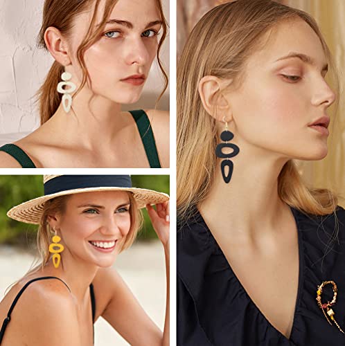 Leather Earrings for Women Retro 80s 90s Boho Dangle Earrings Handmade Statement Colorful Big Lightweight Holiday Party Jewelry4