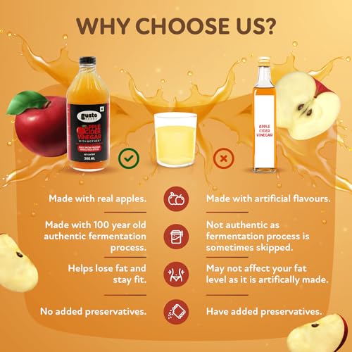 Image of Gusto Foods Apple Cider Vinegar with Mother (500ml) & Lemon Juice Concentrate (200ml) Combo | Raw, Unfiltered, Premium Himalayan ACV | Equivalent To 20 Lemons | Ideal For Daily Use