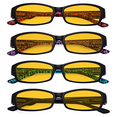 Image of Eyekepper 4-pack Reading Glasses Blue Light Blocking for Women Amber Tinted