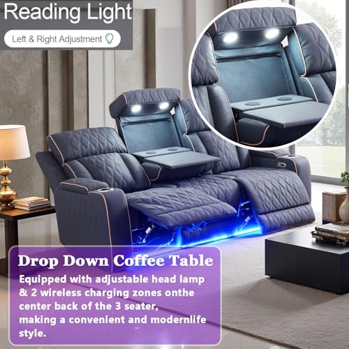 Luxury recliner sofa leather set