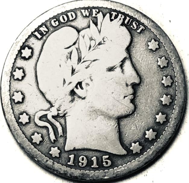 1915 S Barber Liberty Head Silver Quarter Very Good