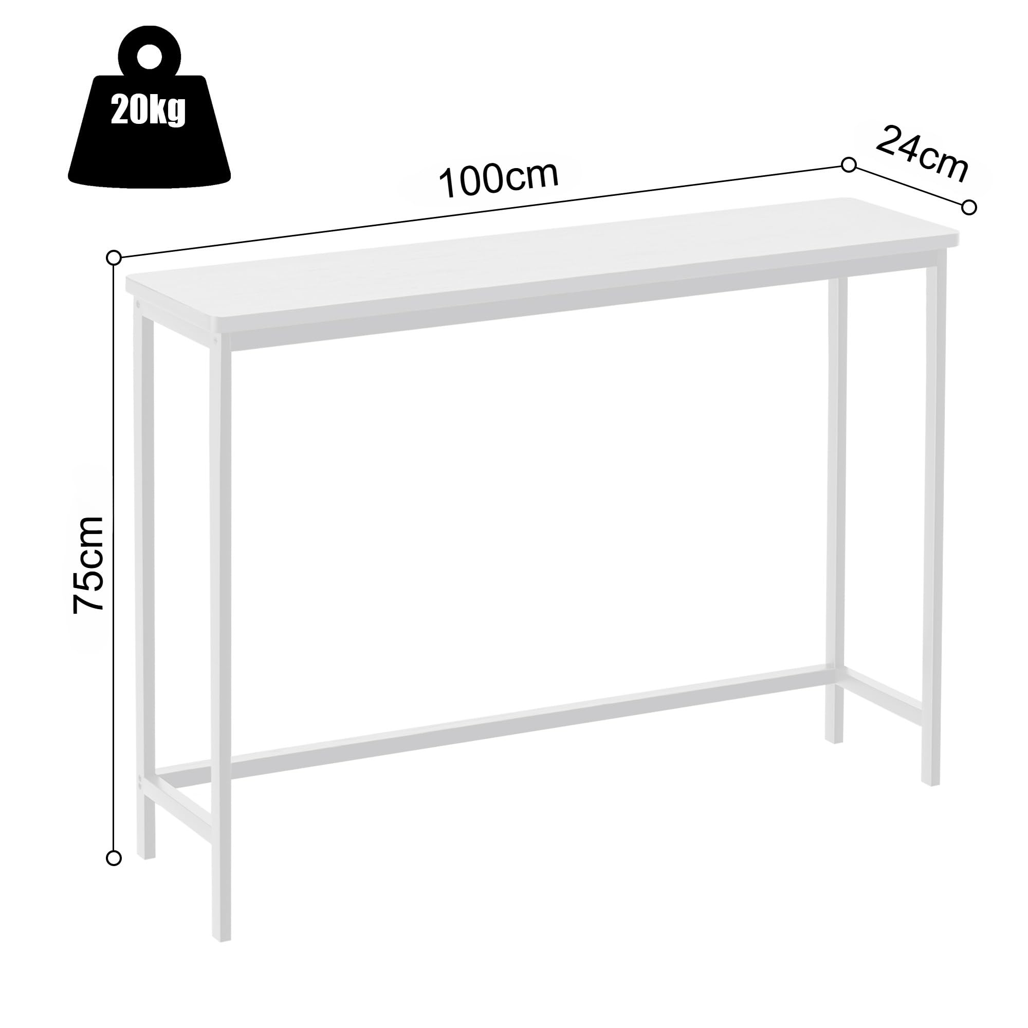 VASMIA Stolik konsolowy, Stolik do przedpokoju, Wąski stolik pod sofę, 39″ Bambusowy stolik na korytarz do przedpokoju, salonu, sypialni, Holu, Biały
