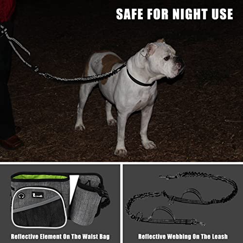 Hands Free Dog Leash, Upgrade Dog Walking Belt With Wide Padded Back, Large Dog Treat Pouch, Running Leash For Dogs With 4 Bungees & 2 Handles, Reflective Waist Leash For Dog Walking Running Hiking #TOP7