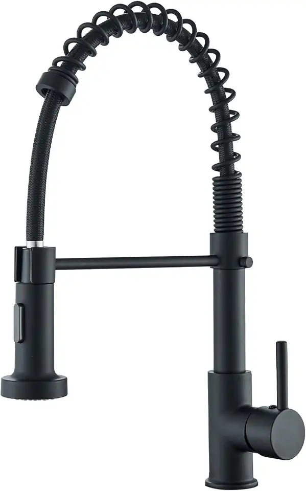 TINICO Torneira Cozinha Gourmet Monocomando Aço Inox Com Spray Extensor,Torneiras Misturadoras de água Quente e Fria,Dois Modos de Distribuição de água(Spray e Stream),Preto