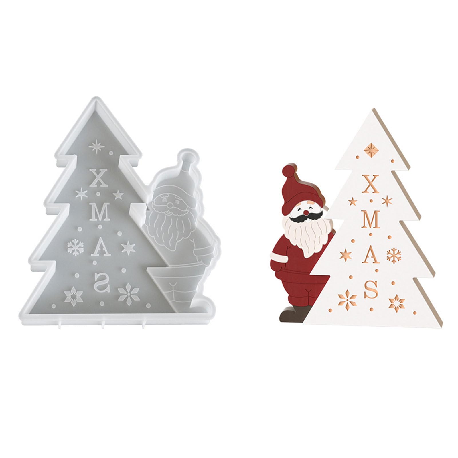Buxuaaaa Holiday Elastomer Cast Santa ‌Father Christmas Christmas Tree Shape Do It Yourself Craft Baking Flame Making Decoration Present Holiday Baking Cast