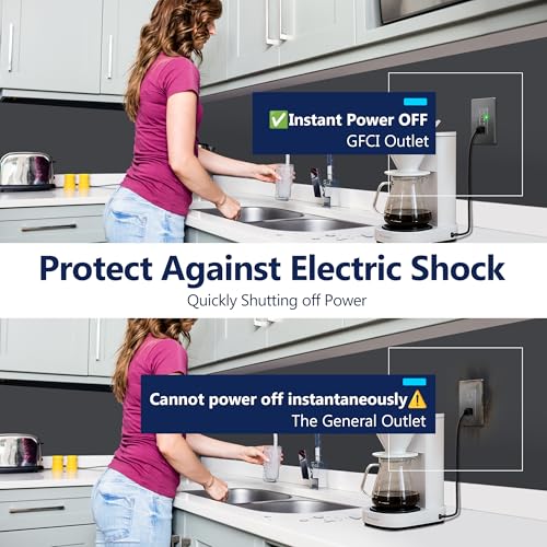 Image of LIDER GFCI Outlet 15Amp, Self-Test, ETL Listed, Matte Space Gray, 2-Pack