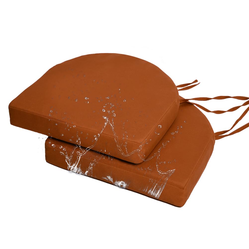 Lot de 2 coussins de chaise d'extérieur imperméables, antidérapants et lavables avec attaches pour maison, bureau, cuisine, salle à manger, 40 x 45 cm, 45 x 45 x 5 cm