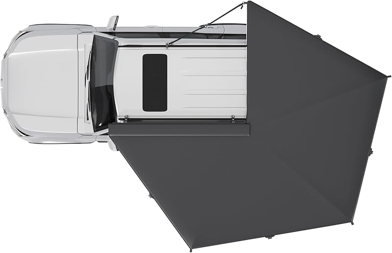 270 Degree Car Side Awning with Built-in LED Light, Fan-Shaped Wide Coverage for SUV, Van, Camper and Truck, Waterproof Overland Camping Shelter