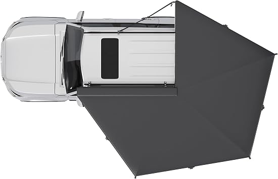 EROMMY 270 Degree Car Side Awning with Built-in LED Light, Fan-Shaped Wide Coverage for SUV, Van, Camper and Truck, Waterproof Overland Camping Shelter