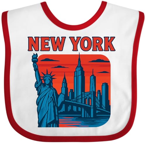 inktastic New York City Skyline with Statue Of Liberty and Brooklyn Baby Bib