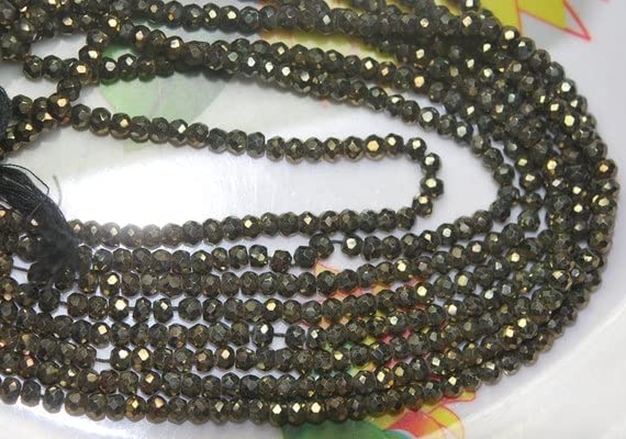 Spinel noir mystique doré 3.5mm LKBEADS pour création de bijoux DIY