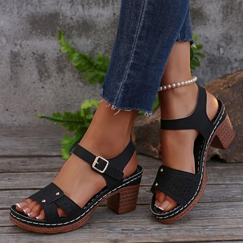 Sandals for Women 2025, Comfortable Dressy Womens Wedge Sandals, Orthopedic Sandals for Women, Summer Walking Wedges Shoes, Casual Platform Sandals with Adjustable Hook Loop3