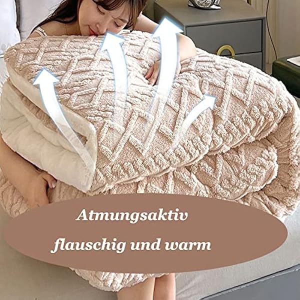 TUCVZVO Dikke winterdeken, dik dekbed, winterdekbed dik lamskasjmier, quilt, winter, pluizige kasjmier dekbedden, deken voor bed winter, beige, 150 x 200 cm (4 kg)