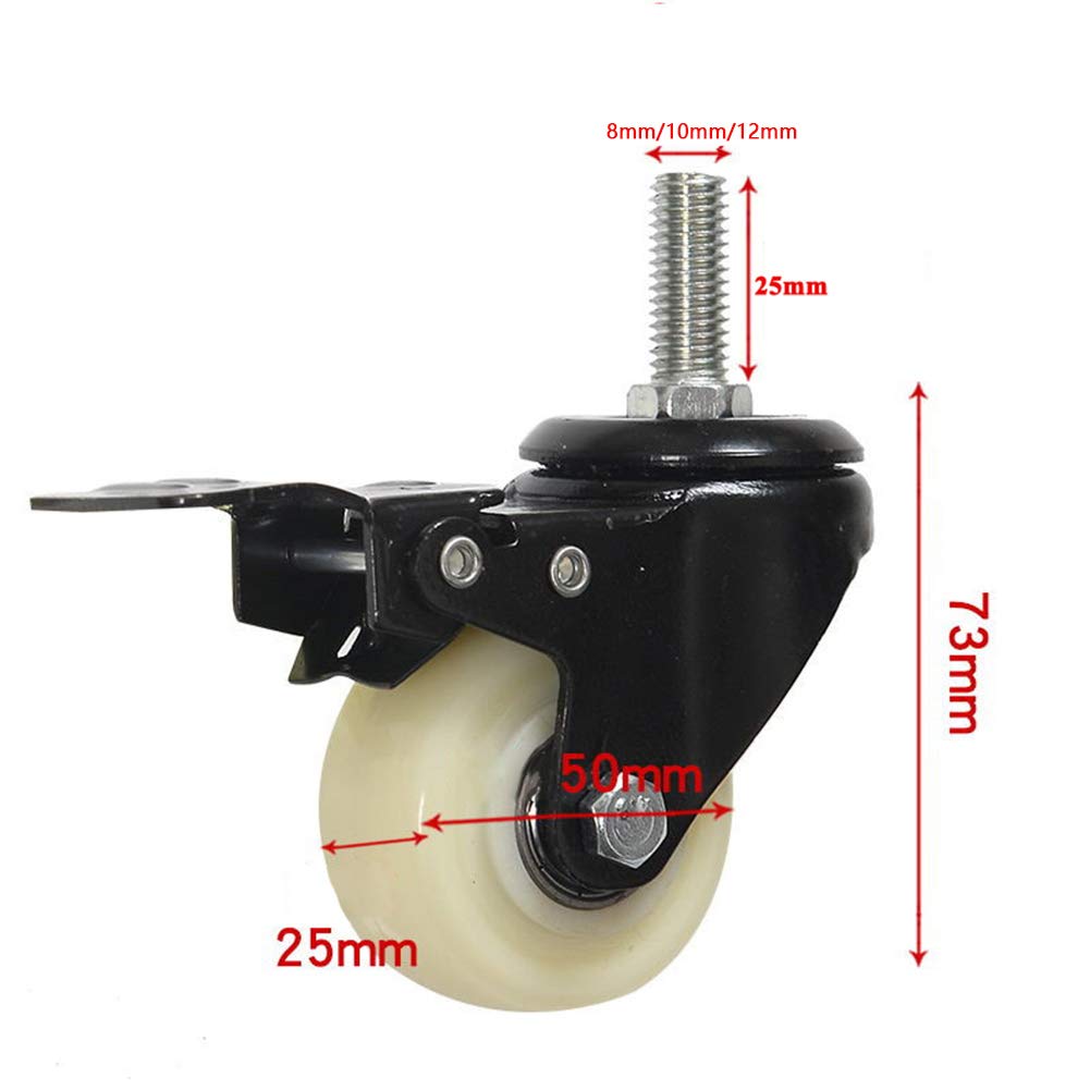 castors Industriële wielen 4-pack, M8 M10 M12 stuurpen, 2