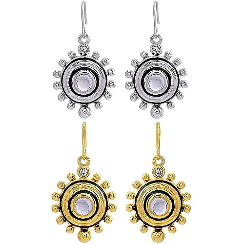Estele Ethnic Stud Earrings For Women - Combo Earrings Pack of 2 (Silver & Gold), one size (B08YYVJBRP) Amazon Price History, Amazon Price Tracker