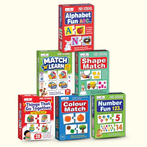 Image of Creative's Kids Pre-School Learning Kit,6-in-1 Pre-School Pack Ages 3-5,Alphabet,Numbers,Shapes & Colours,Puzzles & Card Games,Games for Cognitive Development,Homeschool & Special Needs Learning