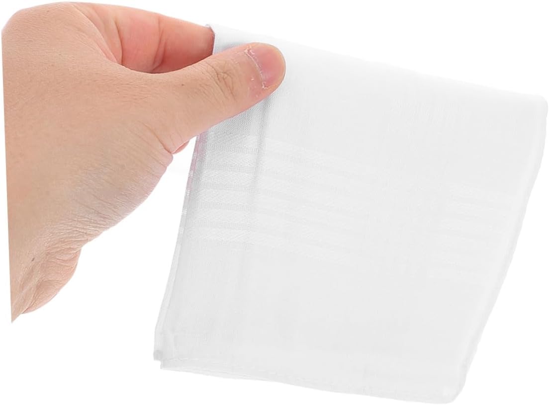 LIFKOME 18pcs Men’s White Cotton Handkerchiefs Bulk Sweat Absorbing Pocket Squares Soft Pure Cotton for Wedding and Daily Use