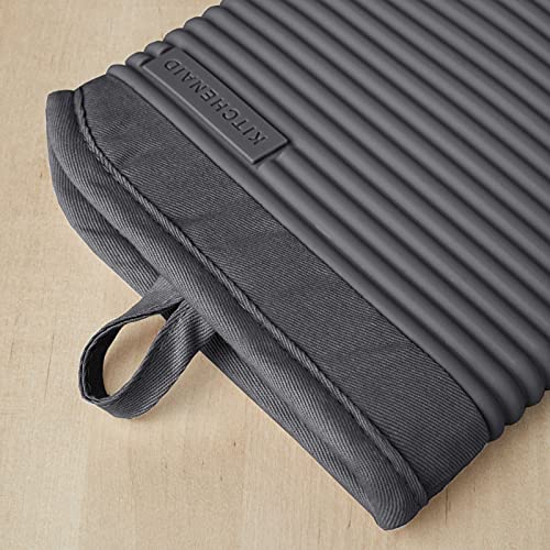 KITCHENAID Ribbed Soft Silicone Oven Mitt 2-Pack Set, 7.5"x13", Charcoal Grey by KitchenAid - Image 3