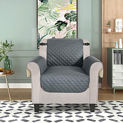 Image of TAOCOCO Armchair Slipcover For Dogs, Durable Pet Cover For Chair Sofa With Elastic Straps, Anti-Skid Washable Furniture Protector For Living Room Armchair (22'' Small, Dark Grey)