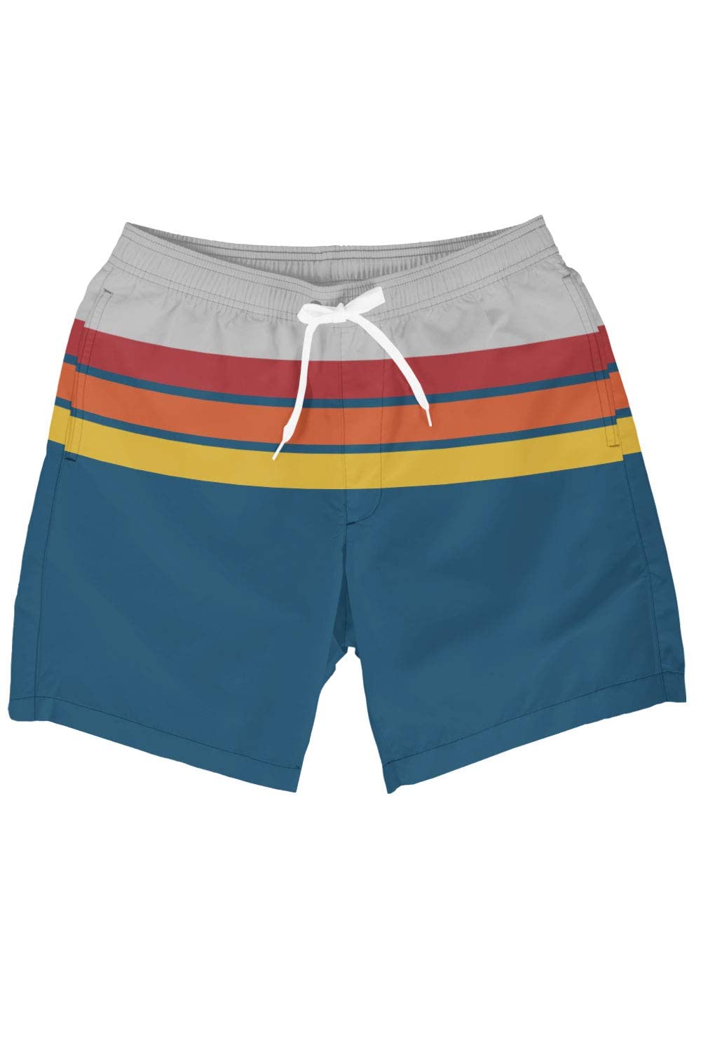 Tipsy Elves Multicolor Retro Summer Classic Fit 7 Inch Inseam Swim Trunks for Men Size L