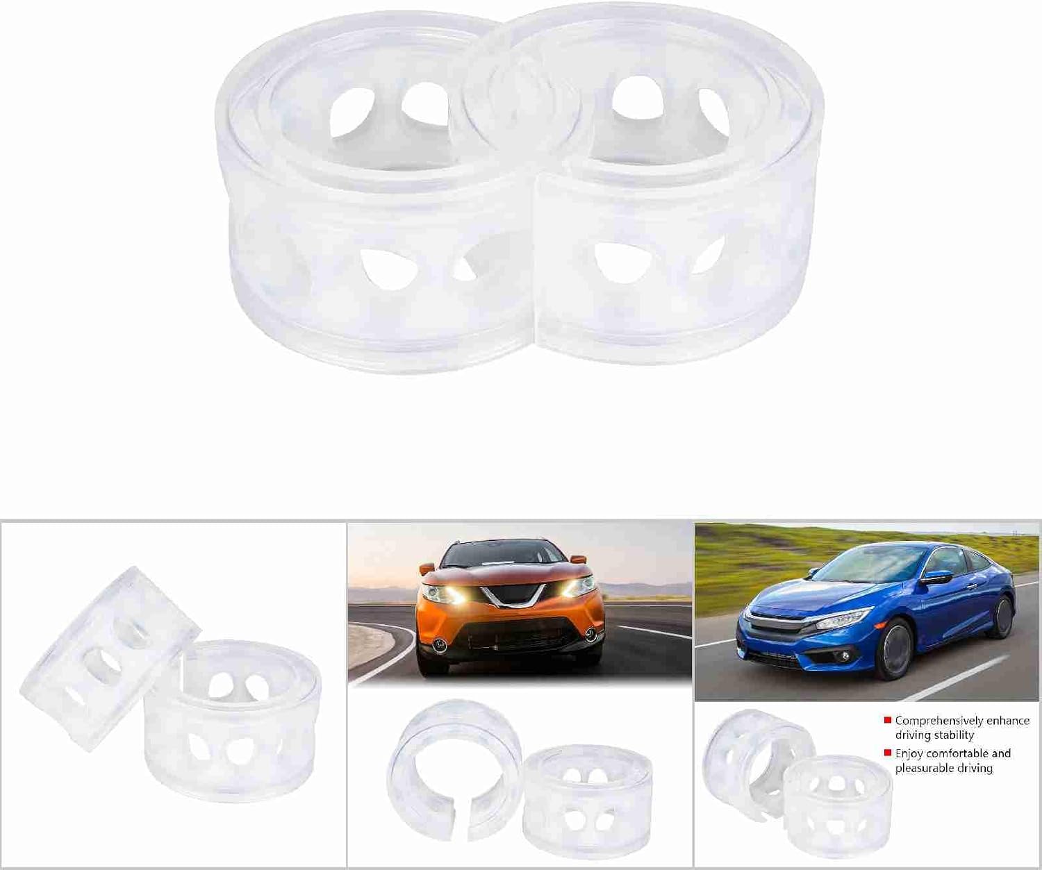 2Pcs Transparent Car Coil Spring Buffer Rubber, Universal Car Shock Absorber Cushion Spring Bumper Buffer A F Type Reduce Noise Anti Vibration for Cars (D)