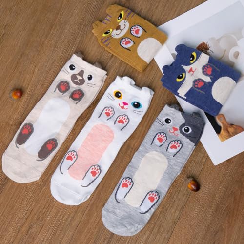 Image of Chalier Womens Funny Socks Cozy Cute Printed Patterned Fun Socks Novelty Cat Dog Socks for Women
