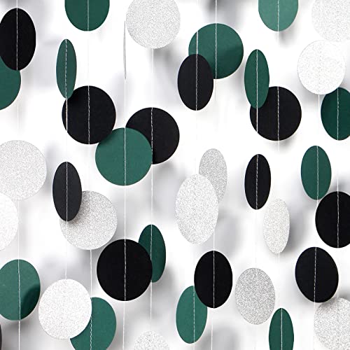 Image of Black-Green Silver Party-Decorations Garland Streamers - 52Ft Graduation 2025 Hanging Paper Banner, Soccer Party Supplies Men Boys Birthday Spring Summer Jungle Theme Decor Backdrop Bunting Panduola