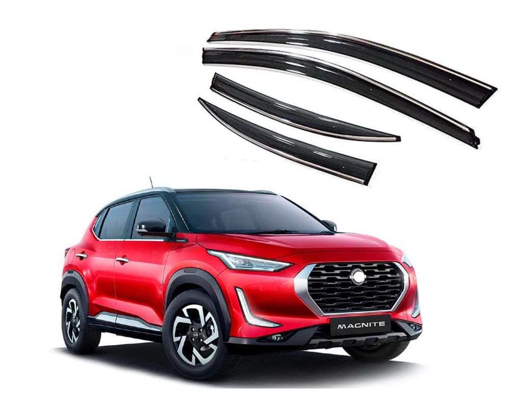 Chromeline Silverline Door Rain Visor Wind Deflector Compatible for Nissan Magnite Set of 4 Pieces