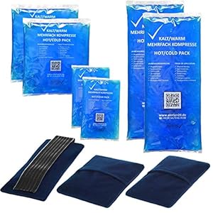 Alerion Koud-warm kompres, 3 maten, meervoudig kompres, herbruikbaar, geschikt voor magnetron, 2 x klein, 2 x…