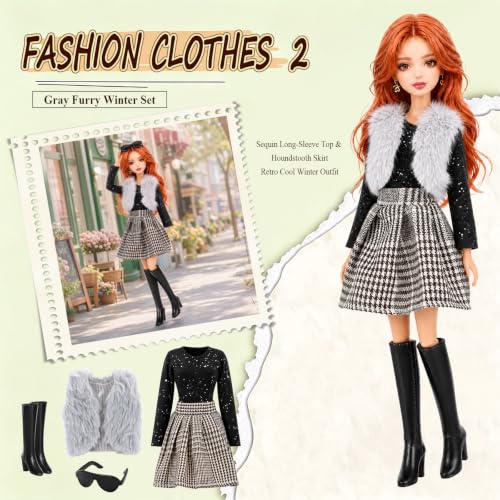 14 PCS Doll Clothes & Accessories for 11.5 Inch Girl Dolls Fashion Set - image 3