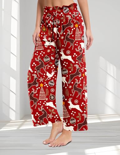 Palazzo Lounge Pants for Women Casual High Waist Drawstring Wide Leg Pants Cropped Trousers with Pocket4