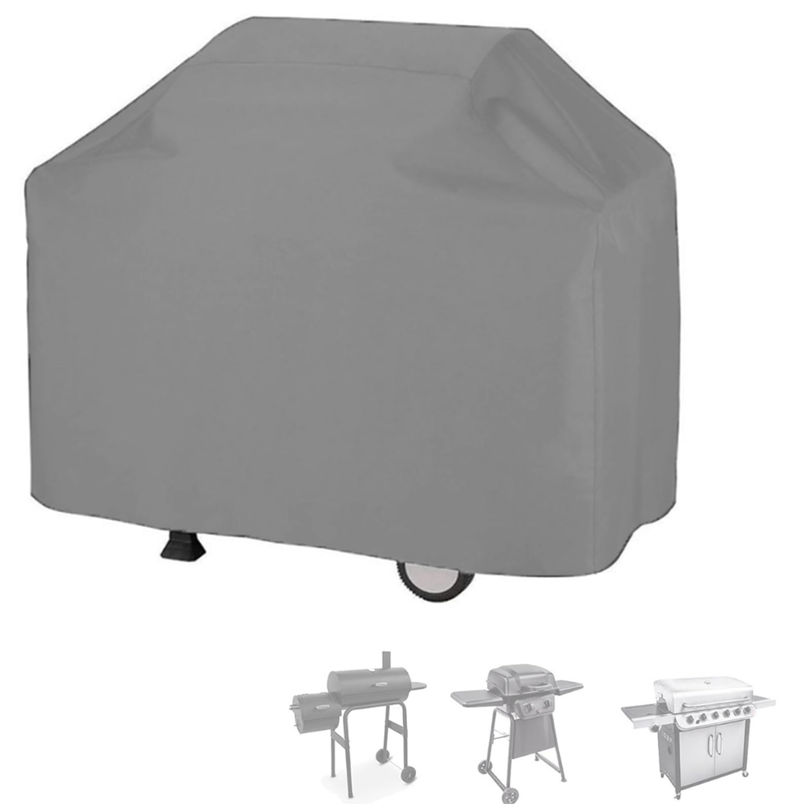 Funda impermeable para parrilla de barbacoa con cordón, protección resistente para parrillas de gas, uso en exteriores e interiores, ideal para jardín, 170 x 61 x 117 cm, color gris