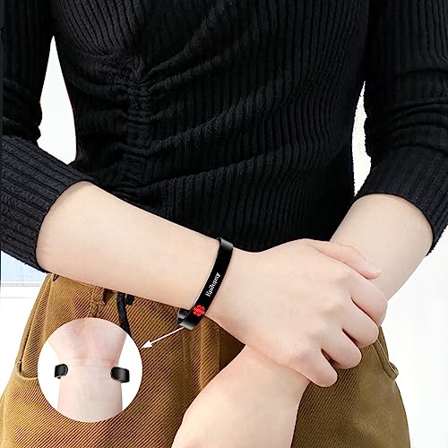 Image of Uloveido Custom Engraving Medical Alert Bracelets for Women, Stainless Steel Open Cuff Bangle Medical Bracelet Personalized Medical ID Bracelet