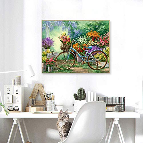 Fuumuui Malen Nach Zahlen Erwachsene und Kinder Anfänger inklusive Pinsel und Acrylfarben 40 x 50 cm - Landschaft, Blumen und Fahrrad – Bild 8