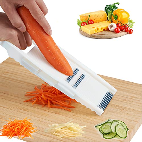 Mandoline Slicer for Kitchen, Updated Multi-function Hand Slicer Vegetable Cutter, Fullstar Potato Mandolin Veggie Julienne Tool with Potato Slicer French Fries White