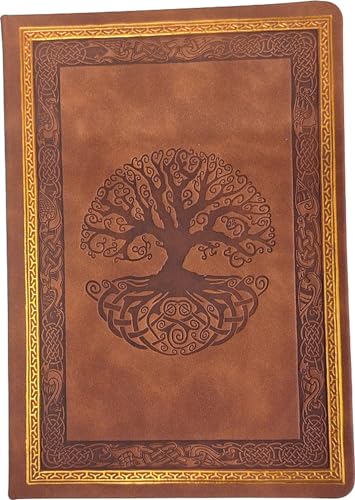 Notebook en simili cuir marron de qualité supérieure gravé Arbre de Vie