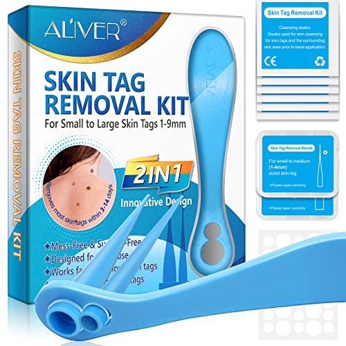 2 in 1 Skin Tag Remover, Dispositivo para Eliminar Etiquetas de Piel Para Etiquetas de Piel Pequeñas a Grandes (1-9 mm), Eliminador de Lunares Para Etiquetas Para Cara, Cuello, Piel Corporal Cover