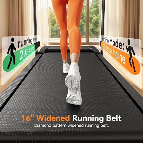 Image of ANCHEER Walking Pad Treadmill with 12% Incline, 3.0HP Foldable Treadmill with Handle Bar, 16 inch Wide Belt, 320 LBS Capacity, Portable Quiet Compact Treadmills for Home /Office